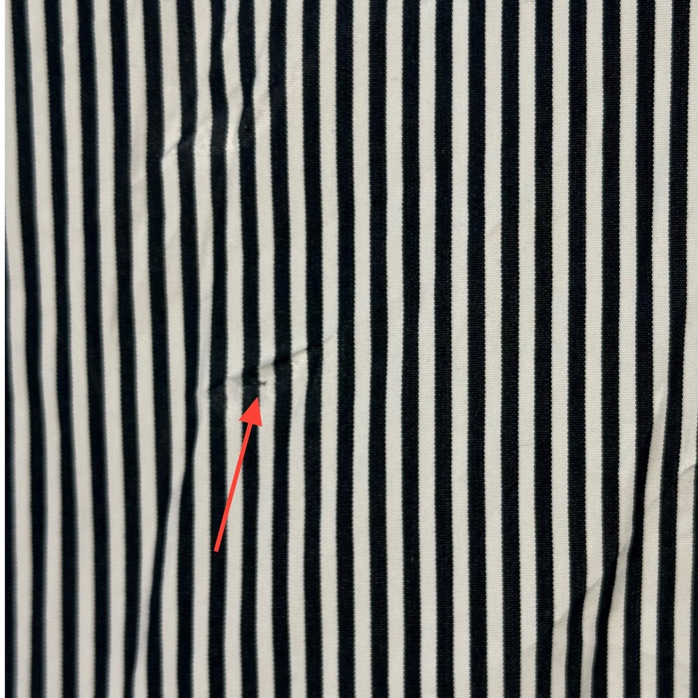 Vintage Ralph Lauren Button Down Shirt Men Large Black White Striped Custom Fit - Picture 8 of 10